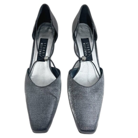 90s Vintage Stuart Weitzman Rondex Heels Silver Kitten Heel Pump Size 8.5 AA - Picture 3 of 9